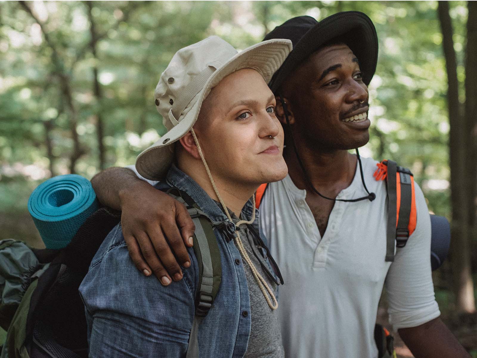 Two friends hiking