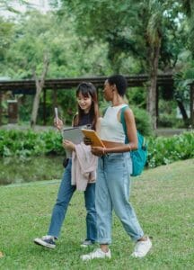 Two students walking