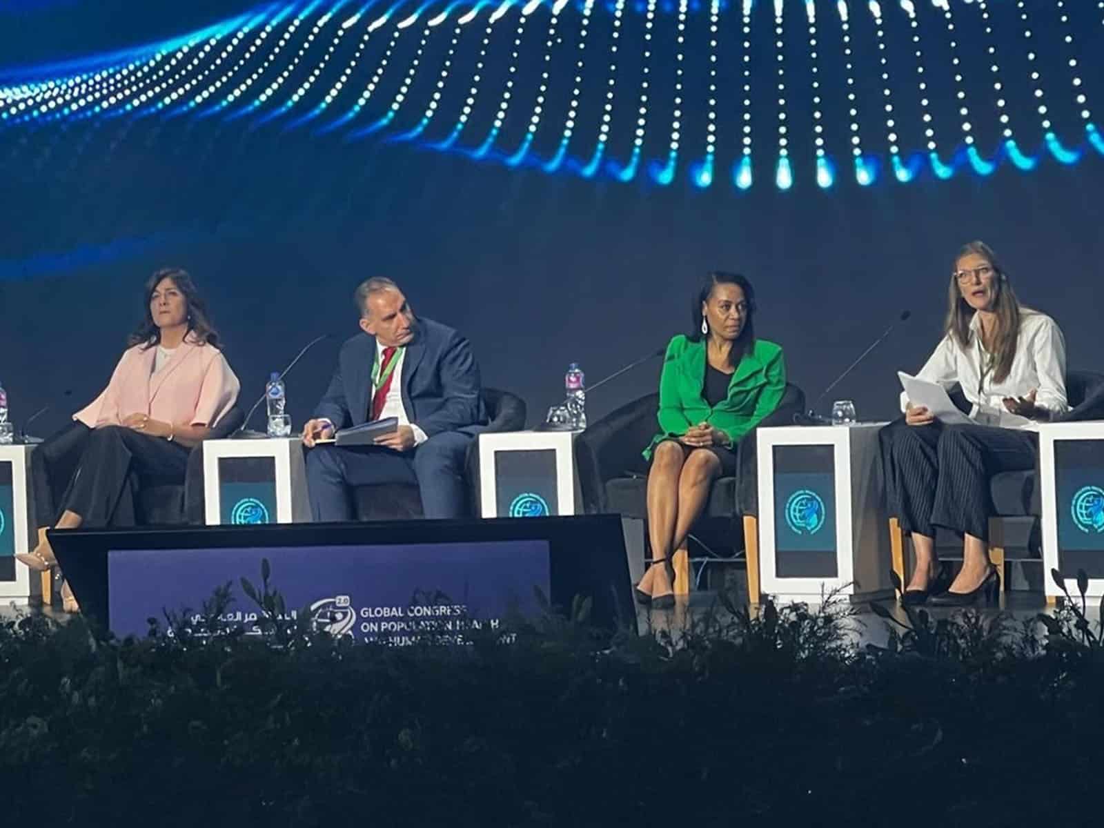 HG practitioner Felicity Jaffrey speaking at the Global Congress on Population, Health and Human Development (PHDC24) in Cairo, October 2024.