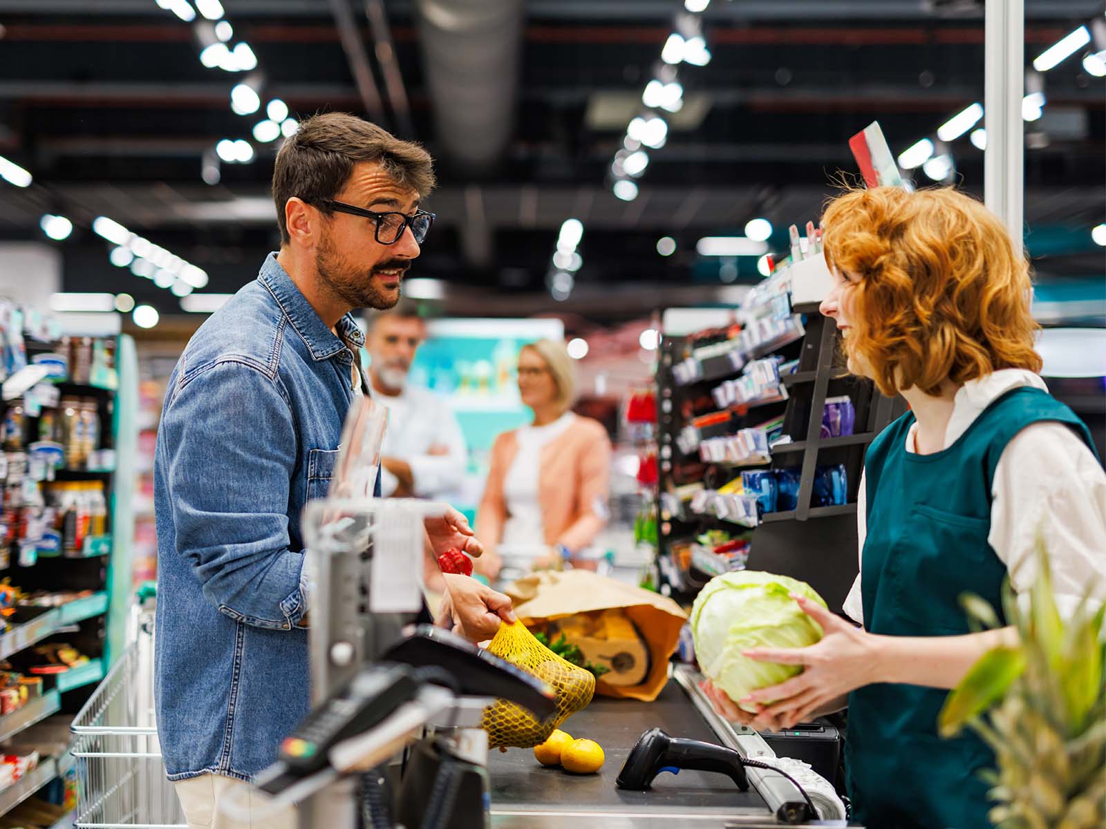 Photo of people at a supermarket