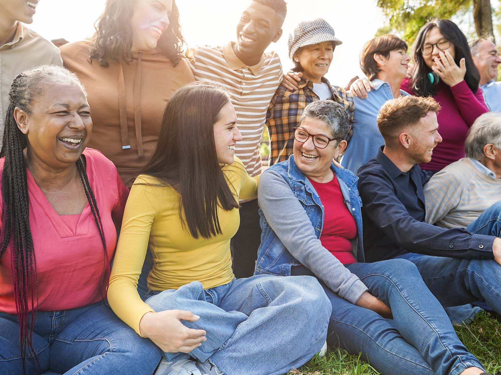 Diverse happy people