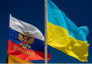 Ukraine and Russia Flags